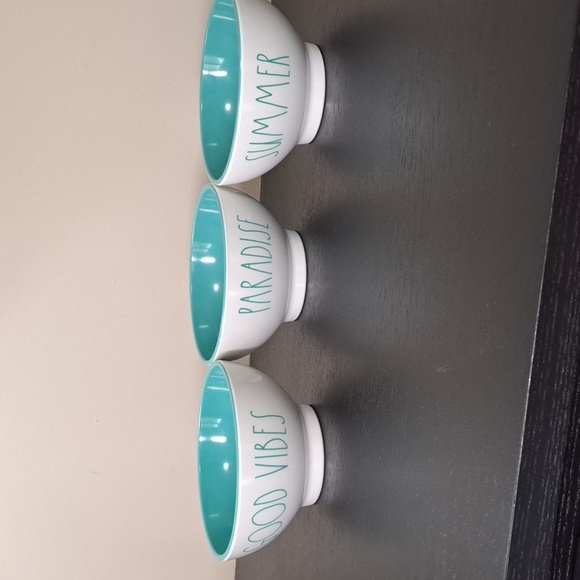 3 Rae Dunn Melamie Cereal Bowls Blue Interior Paradise Good Vibes and S… - Picture 2 of 8